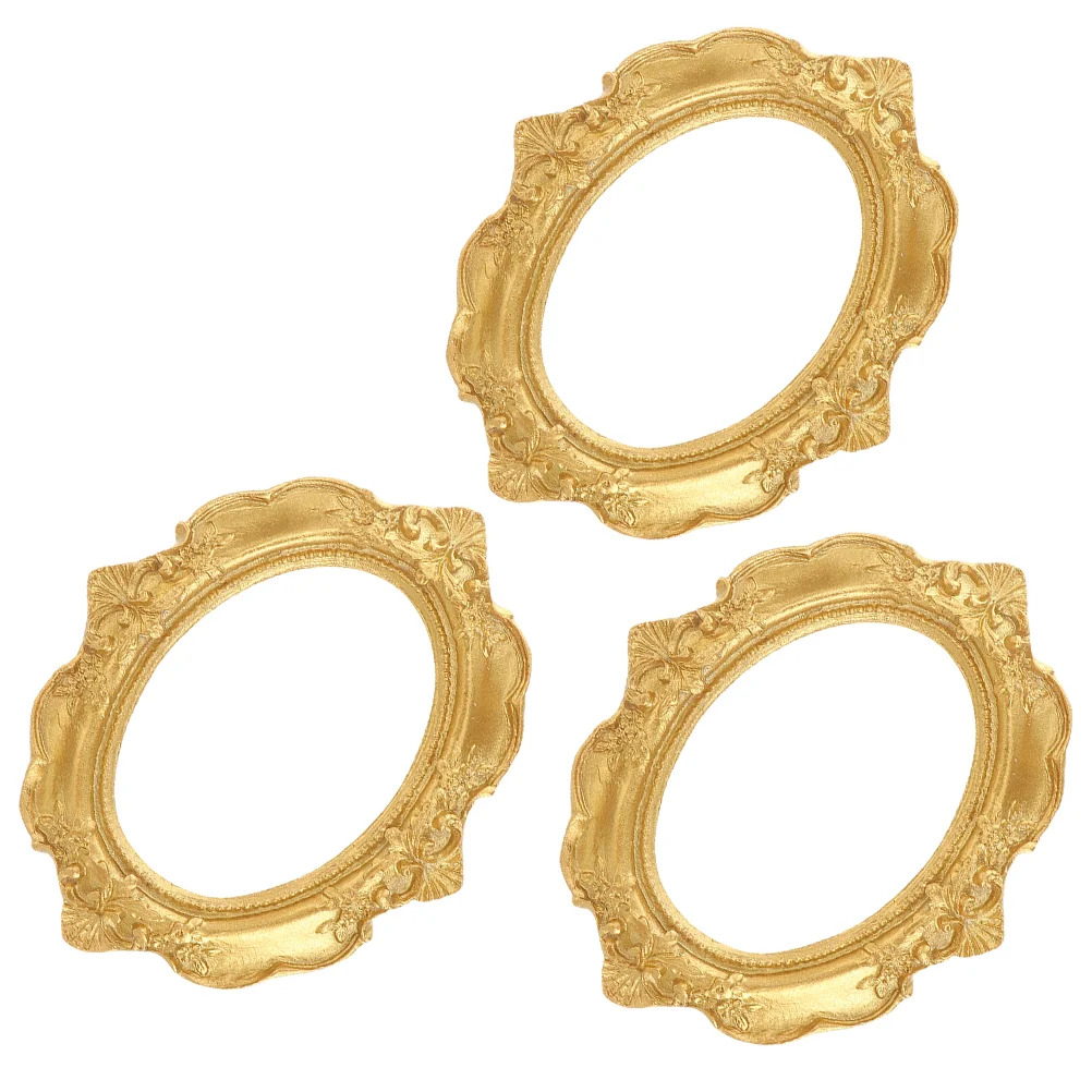 

3 Pcs Decoration Mini Photo Frame Gold Picture Frames Kit Decorate Display Prop Golden Ornaments