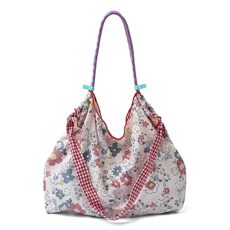 

Модная простая сумка на плечо с цветами из микрофибры, новая универсальная сумка-тоут большой вместимости, горячая распродажа 2025, летние милые сумки для женщин