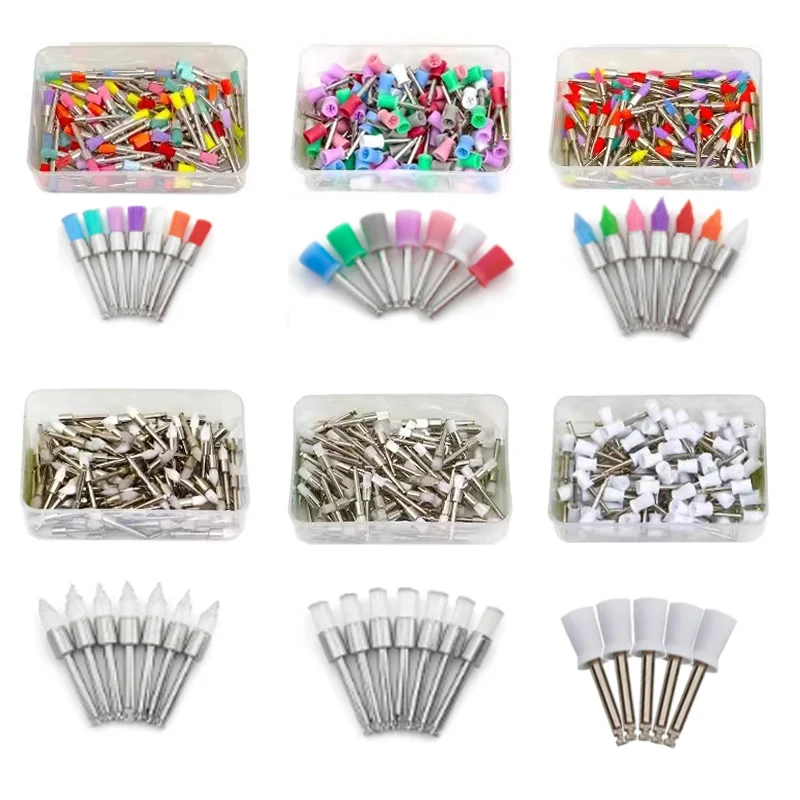 

100 Pcs/Box Dental Nylon Polishing Brush Prophy Prophylaxis Brushes Flat Head Pointed Head Clean Whiten Teeth Oral Care Tool