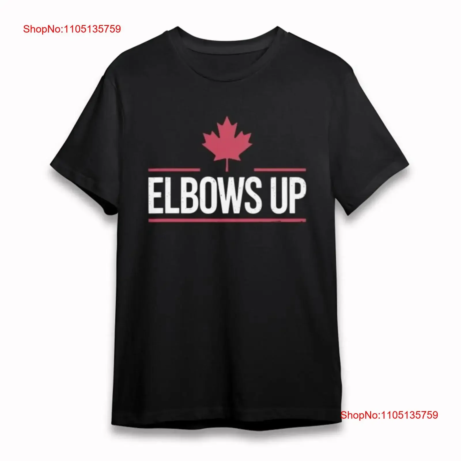 Men's Comfy Trend Classic T Shirt Elbows Up Text and Red Maple Leaf vintage Washed Stylish homme Comfortable Casual