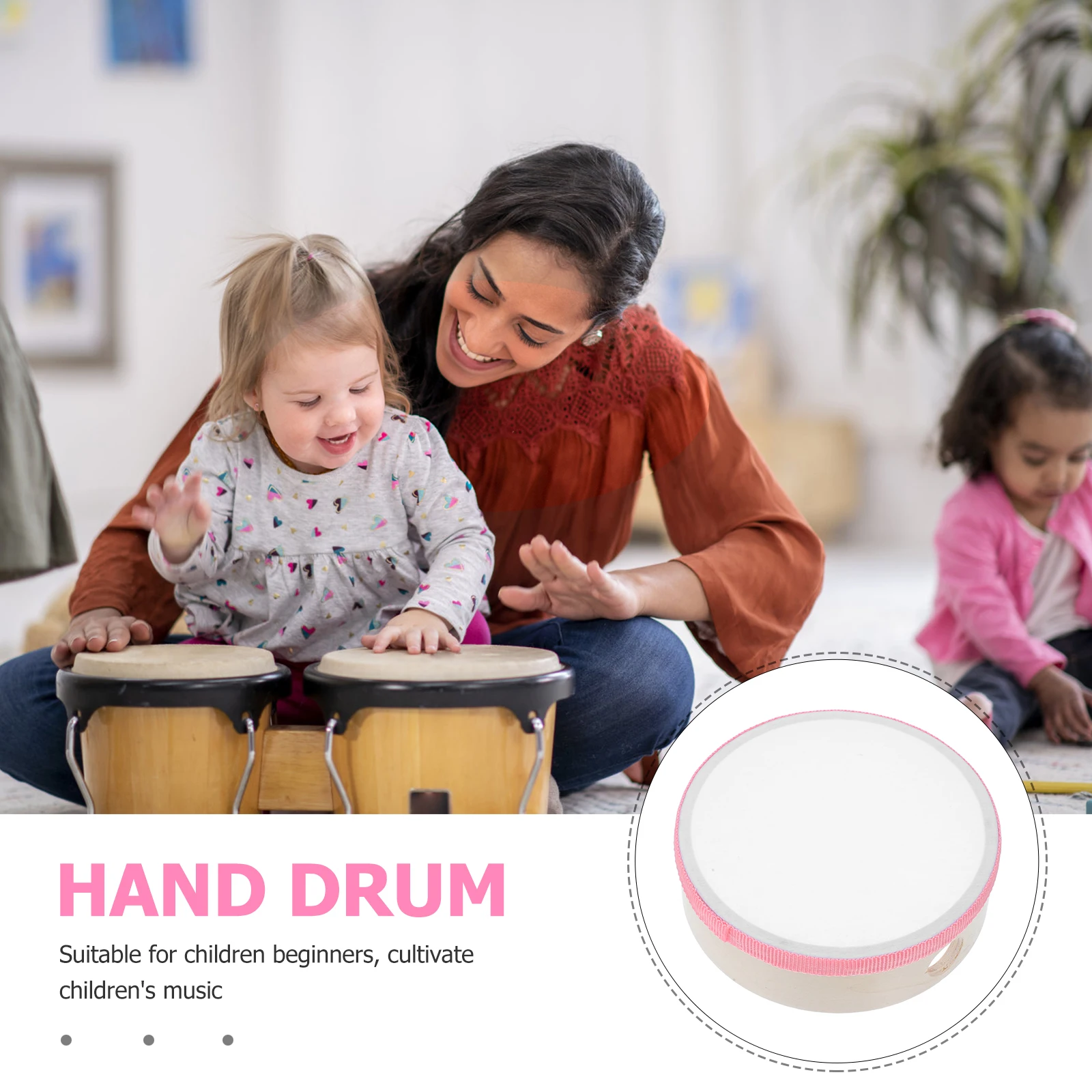 

Toys for Toddlers Wooden Hand-beating Drum Instrument Music Kids' Musical Instruments Pink Children