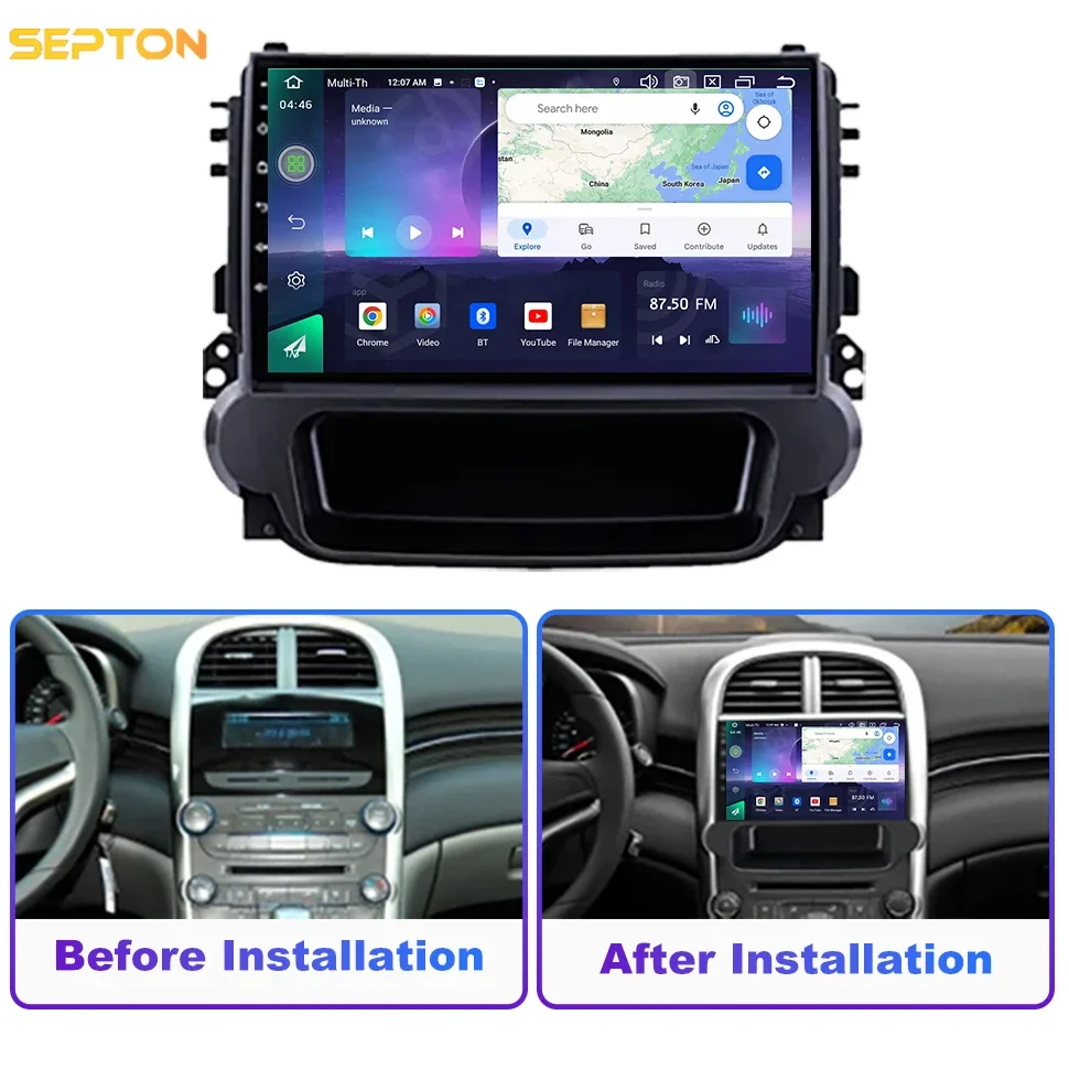 SEPTON Android 12 Car Radio 8G+128G for Chevrolet Malibu 2012-2015 GPS CarPlay 2 Din Multimedia Player Head Unit DSP 4G 8core