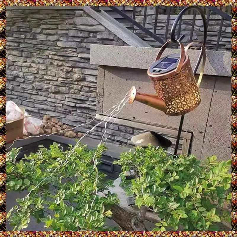 BTCL-luces solares para regadera, cadena de luces para hervidor de Metal Vintage, guirnaldas de luces LED impermeables para jardín Solar al aire libre