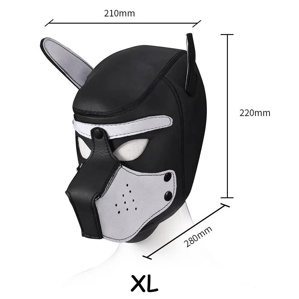 Mascarilla de goma de látex acolchada para perro, máscara de cabeza completa para juego de rol con orejas, 10 colores