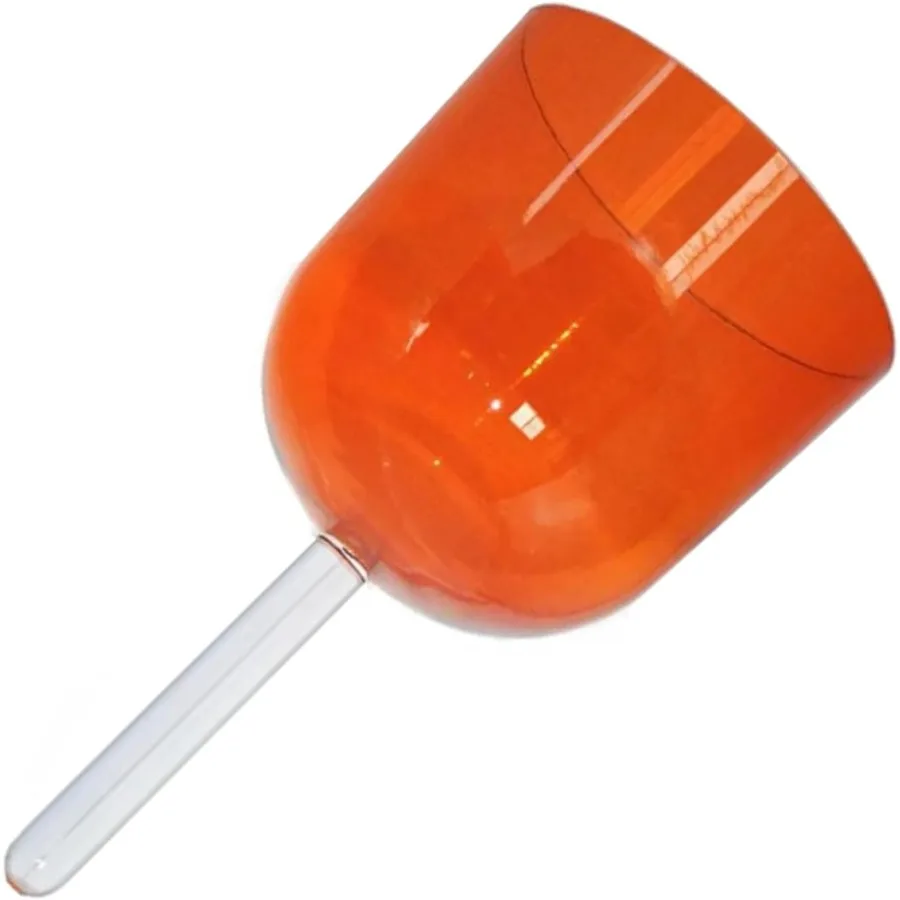 وعاء غناء كريستالي بمقبض صلب مع مطرقة من الخيزران وحقيبة حمل للسفر لشفاء الصوت برتقالي 432 هرتز D غير #3