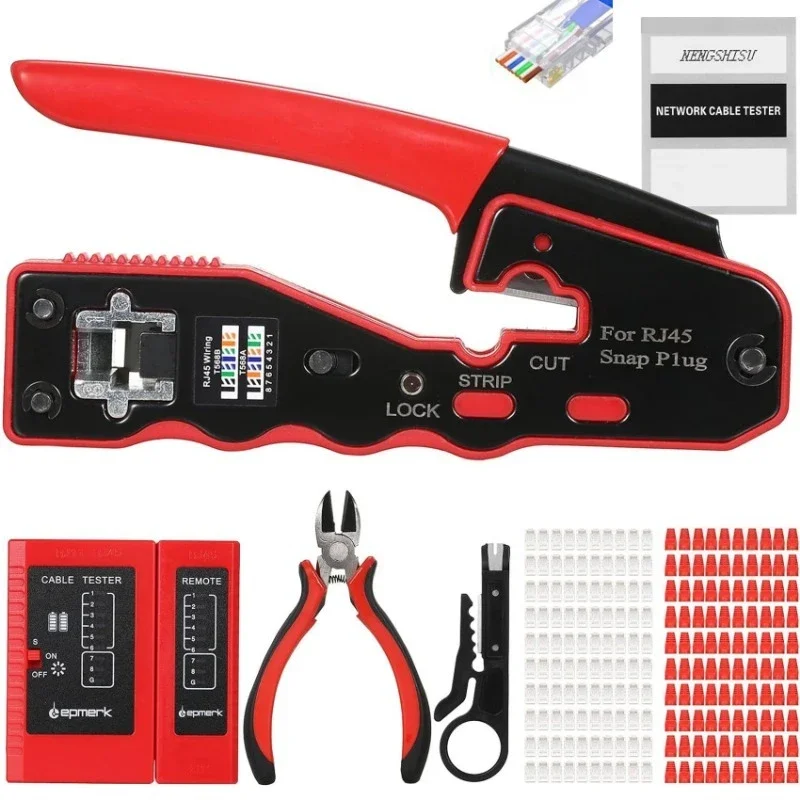 Crimping terminal pressure professional super five categories six or seven desktop convenient through-hole crystal pliers