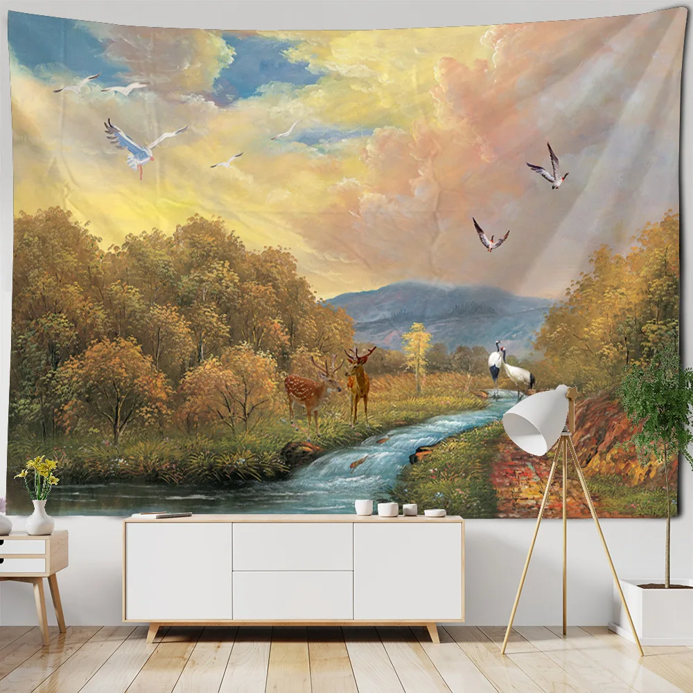 

Landscape oil painting wall hanging tapestry aesthetics home decoration tapestry bedroom living room wall decoration background