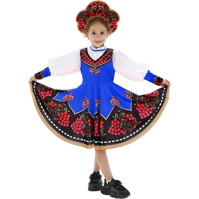 

★Halloween Cosplay Costume Russian Style ren's s Ethnic Stage Performances Colorful Dress♥ All corners of the country