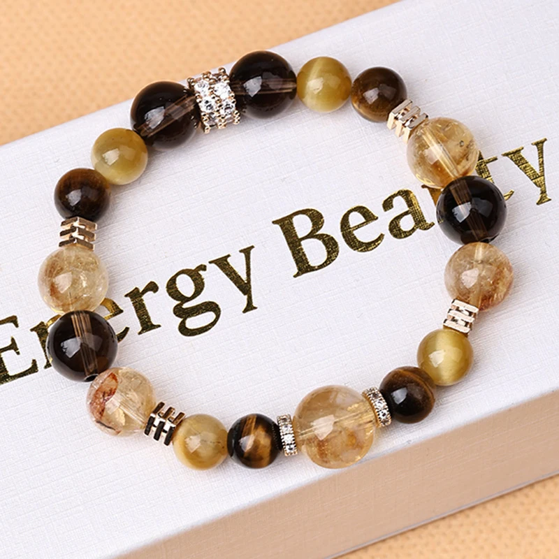 Jinba Da Comprehensive Natural Yellow Tower Golden Tiger Eye Stone Tea Bracelet Attracting Wealth
