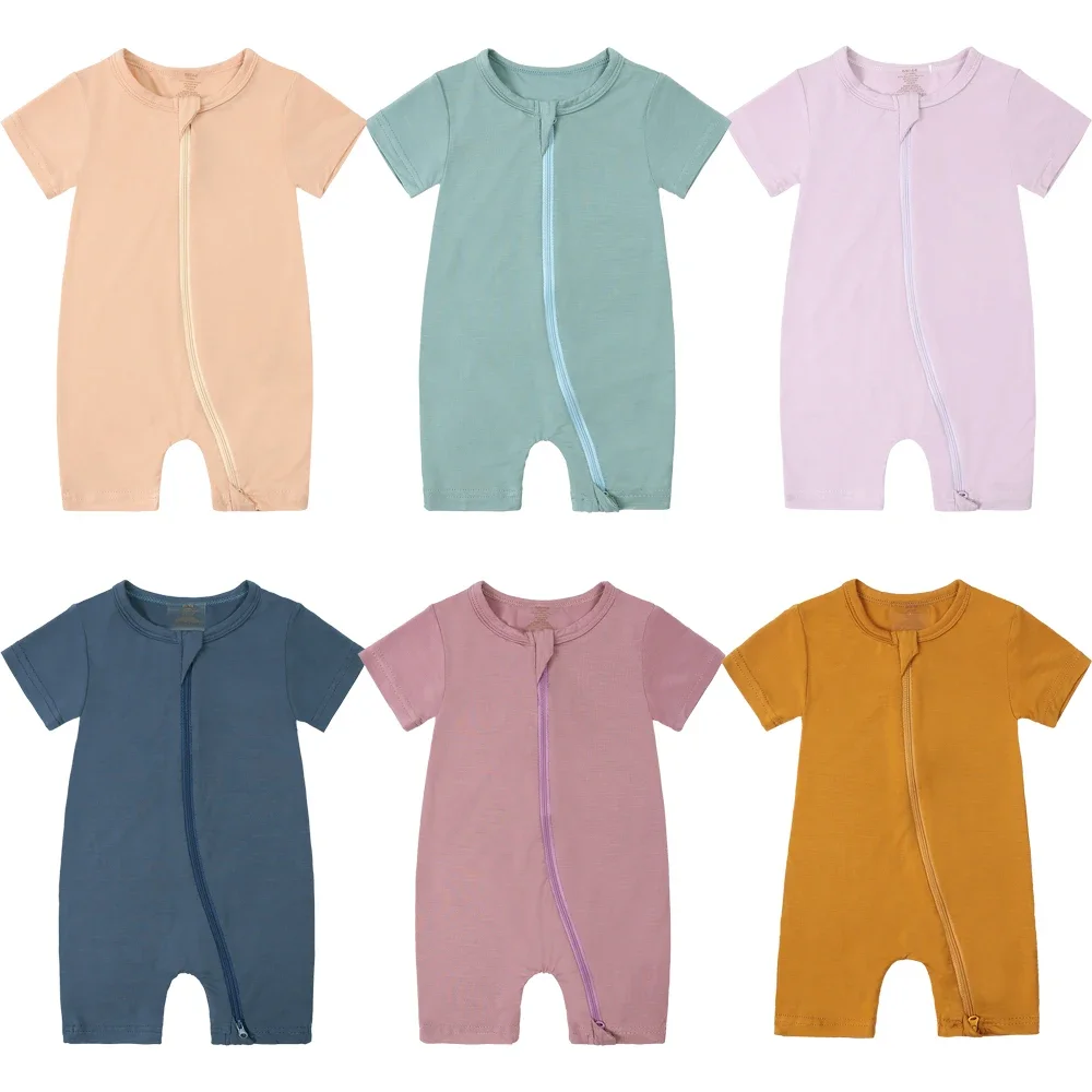 Baby Bamboo Pajama Short Sleeve Jumpsuit 0-24 Months Summer Girl Costume Rompers Boy Sleepwear For Newborns Bodysuit