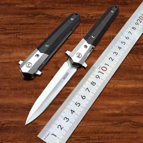 new Folding Knife with Ball Bearing Flipper M390 Steel Blade Survival Pocket Knife Ox Horn Handle Hunting Small EDC Tools