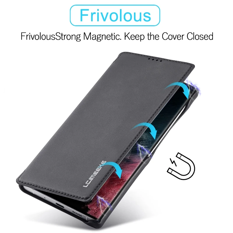 Magnetic Flip Card Slot Phone Cover For Samsung Galaxy S24 Ultra S23 FE S22 S21 S20 S10+ A34 A54 A53 A52 A12 Protective Case