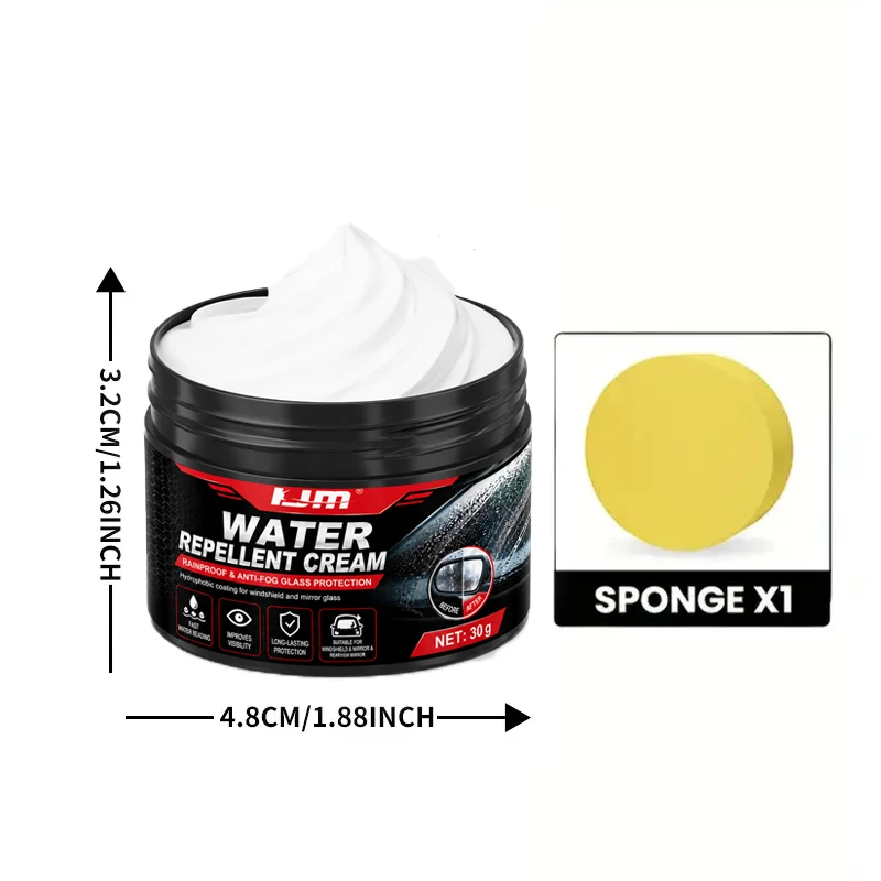 KJM -30g Car Glass Waterproof Paste Nano Hydrophobic Coating Anti Rain Anti Fog For Windshield Mirror Bathroom Glass view 2