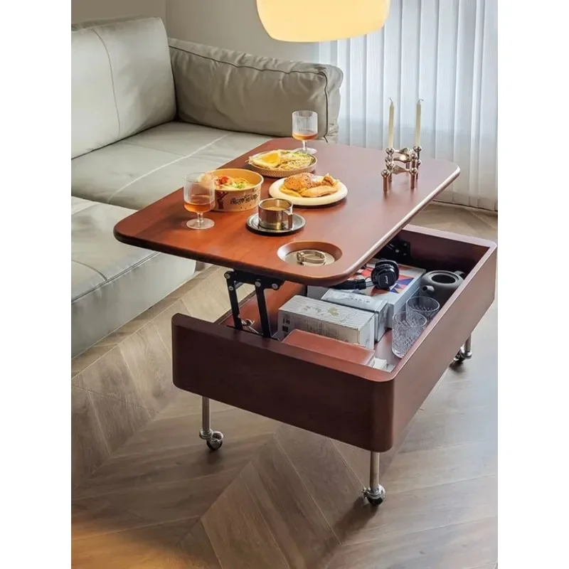 Wooden Pine Coffee Tables Movable Bedroom Modern Hall Table Drawers Mobile Nordic Tea Tables Luxury Brief Table Home Furniture