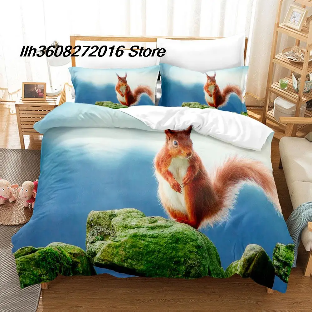 2025 Hot Sale Animal Squirrel Bedding Set Single Twin Full Queen King Size Bed Set Aldult Bedroom Duvetcover Sets Anime Bed Shee