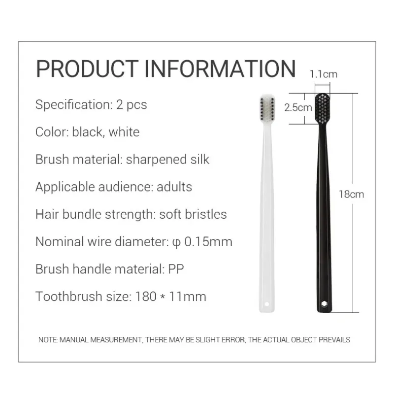 2-10PC Eco-Friendly Bamboo Charcoal Toothbrushes Soft Bristle Black&White Set for Adults Dental Hygiene Care Kit for Men & Women