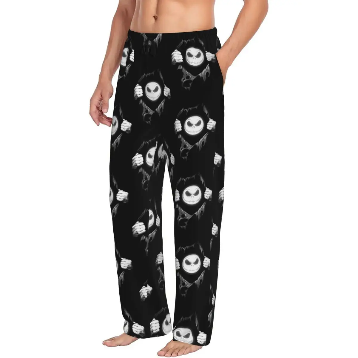 Custom Jack's Heart The Nightmare Before Christmas Pajama Pants Men Horror Movie Halloween Sleep Sleepwear Bottoms with Pockets