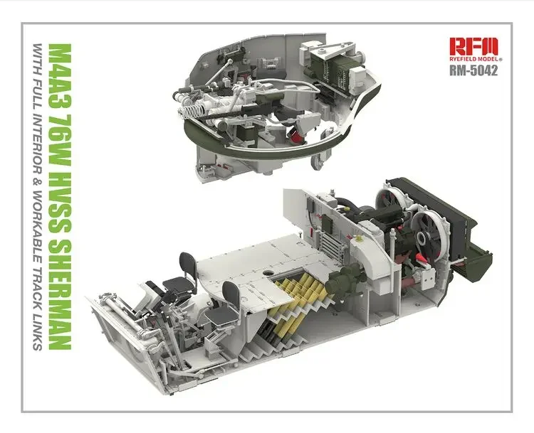 RYEFIELD MODEL RFM RM-5042 1/35 الولايات المتحدة خزان M4A3 76w HVSS Sherman مع مجموعة نماذج مقياس داخلي كامل