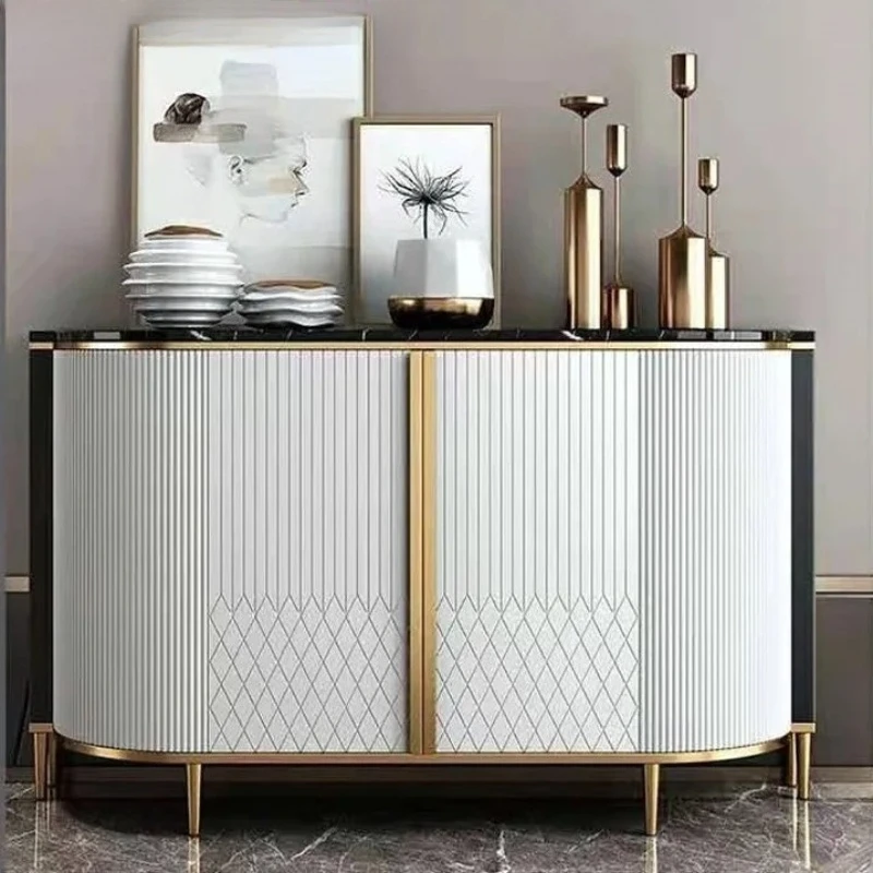 

Light luxury home entrance cabinet marble dining side cabinet living room wall locker