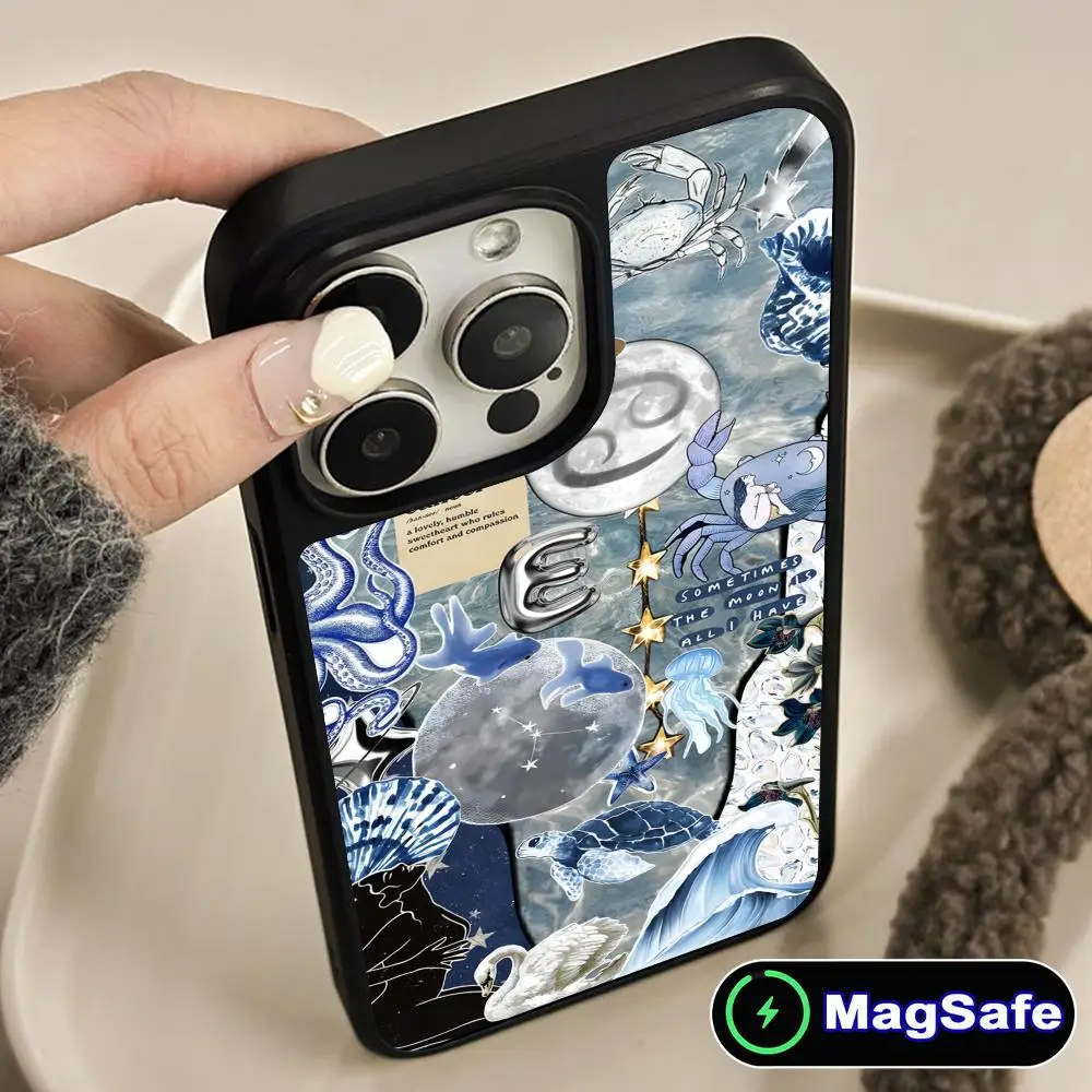 

Чехол для мобильного телефона с изображением знака зодиака для iPhone 17, 16, 15, 14, 13, 12, 11 Air Pro Max Plus Magsafe, цветной чехол с матовой поверхностью