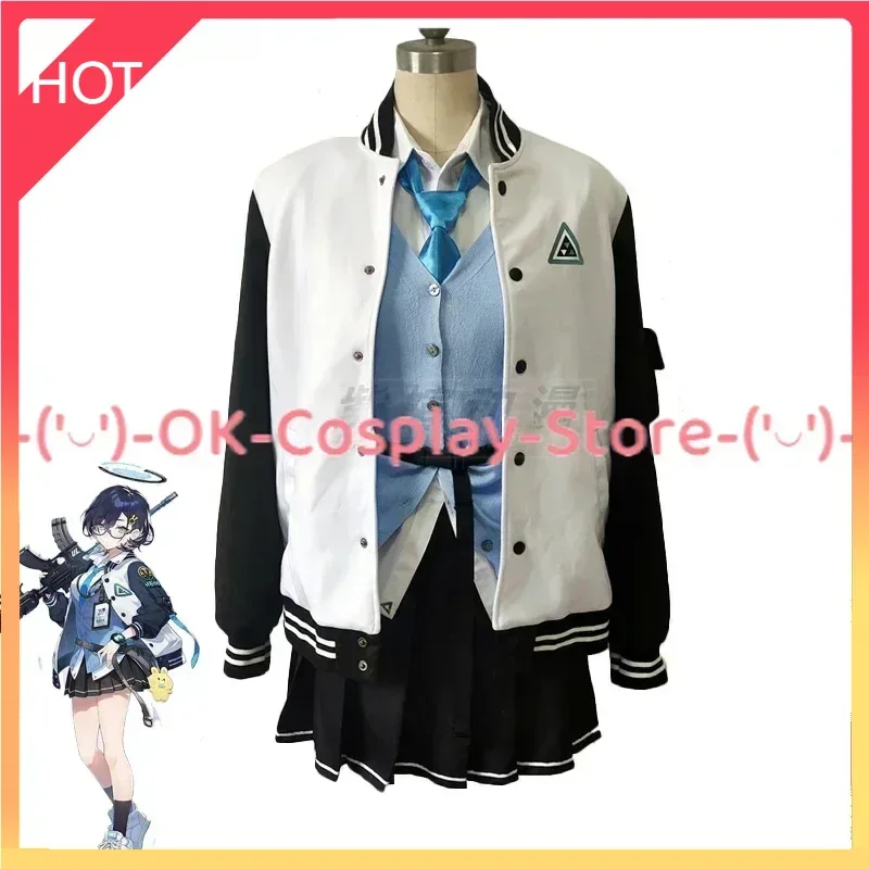 

[Custom Made] Kagami Chihiro Cosplay Costume Game Blue Archive Cosplay Suit Women High School Uniform Coat Vest Shirt Skirts