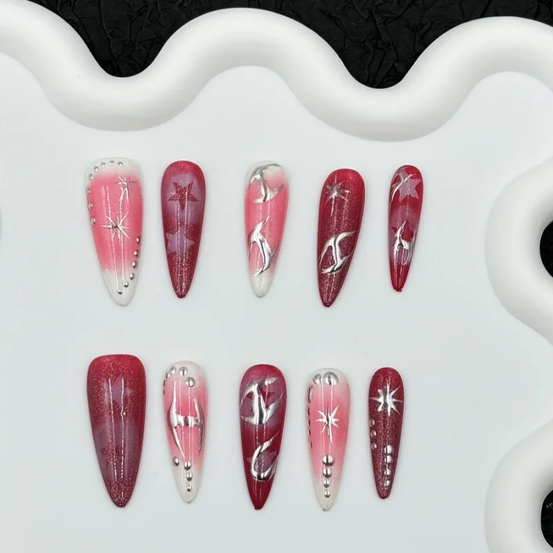 

European and American Ins - Spray Gun Hand-Painted Asterism Girl Long Nail Stickers Hot Sale