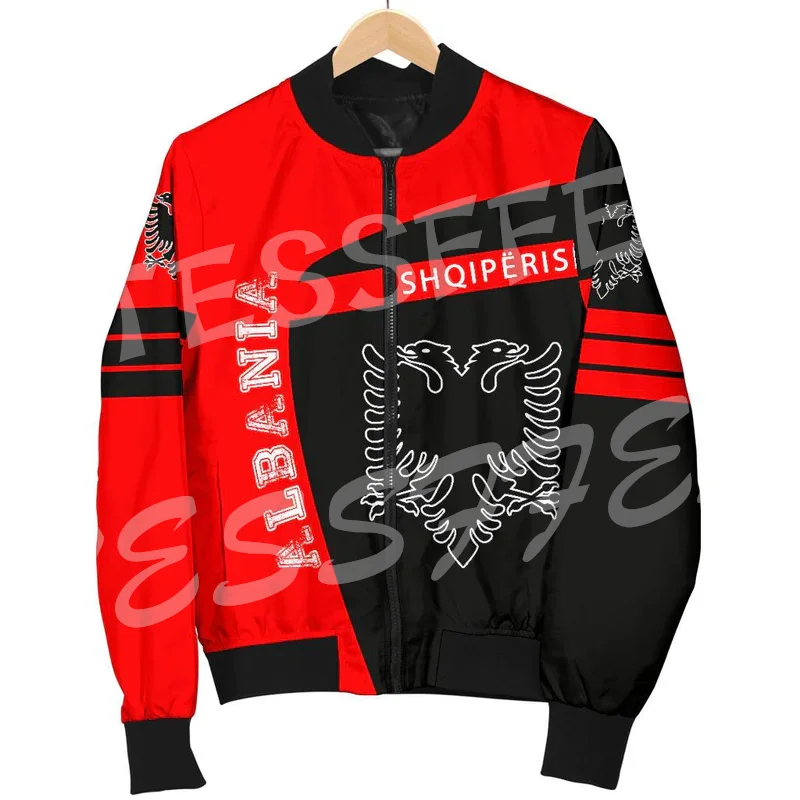 NewFashion Albania Shqipëria Country Flag Tattoo 3DPrint Men/Women Harajuku Casual Winter Windbreaker Warm Coat Bomber Jacket X3