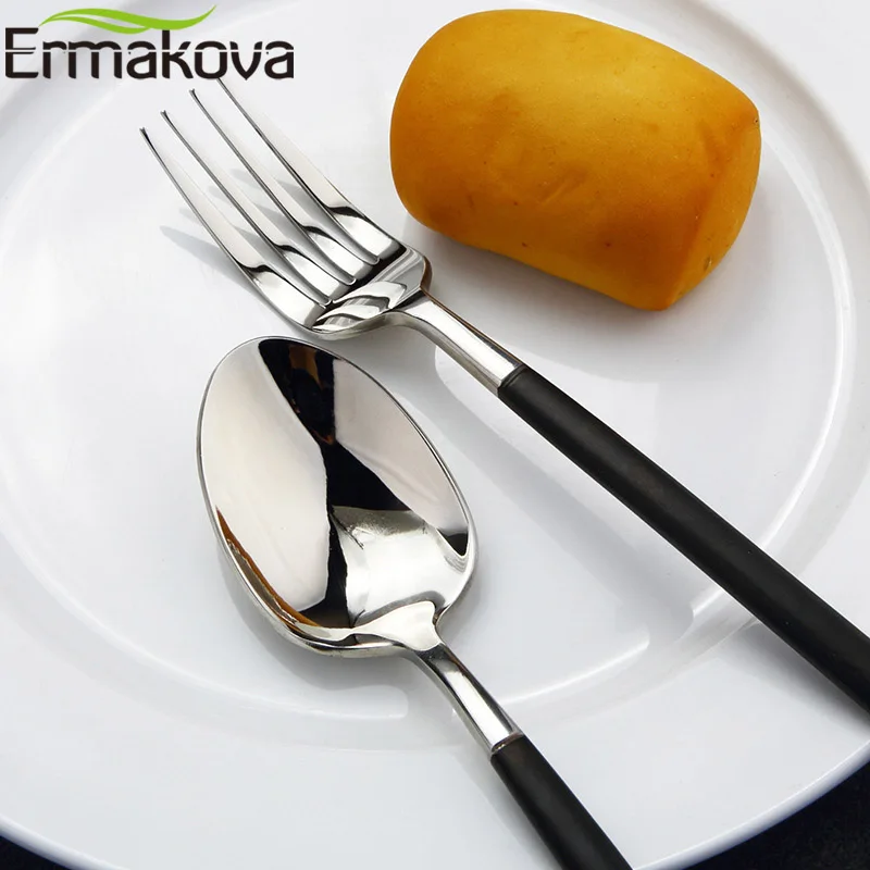 ERMAKOVA-طقم أدوات مائدة من الفولاذ المقاوم للصدأ ، مقبض ، طقم أدوات مائدة للخدمة الشاقة ، ملعقة ، شوكة ، سكين ، أدوات مائدة ، 5: 50