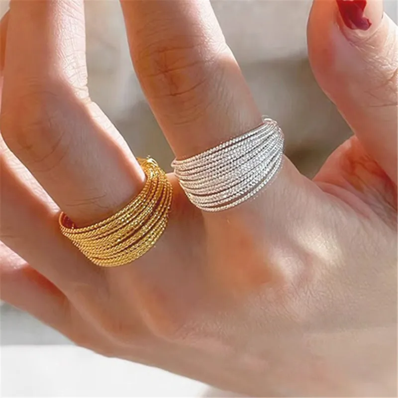 Statement Multi Layers Metallic Fashion Rings For Women Personality New Open Ring