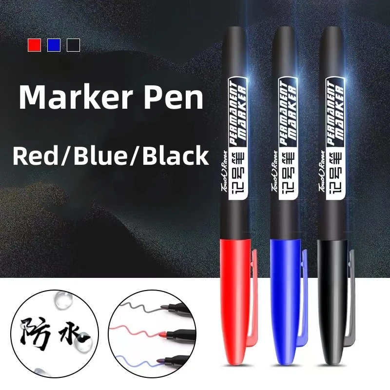 3/6Pcs/Set Permanent Marker Pen Fine Point Waterproof Ink Thin Nib Crude Nib Black Blue Red Ink 1.5mm Fine Color Marker Pens