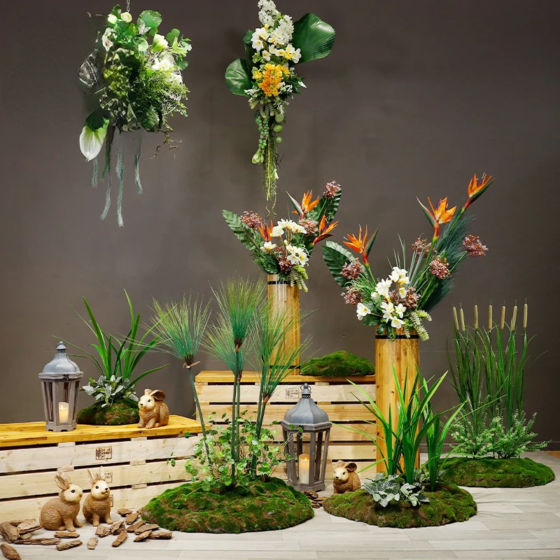 Jinghua Creative Showcase Layout Original Zen Artificial Flower Green Plant Suit Window Decoration Scene Layout Decoration