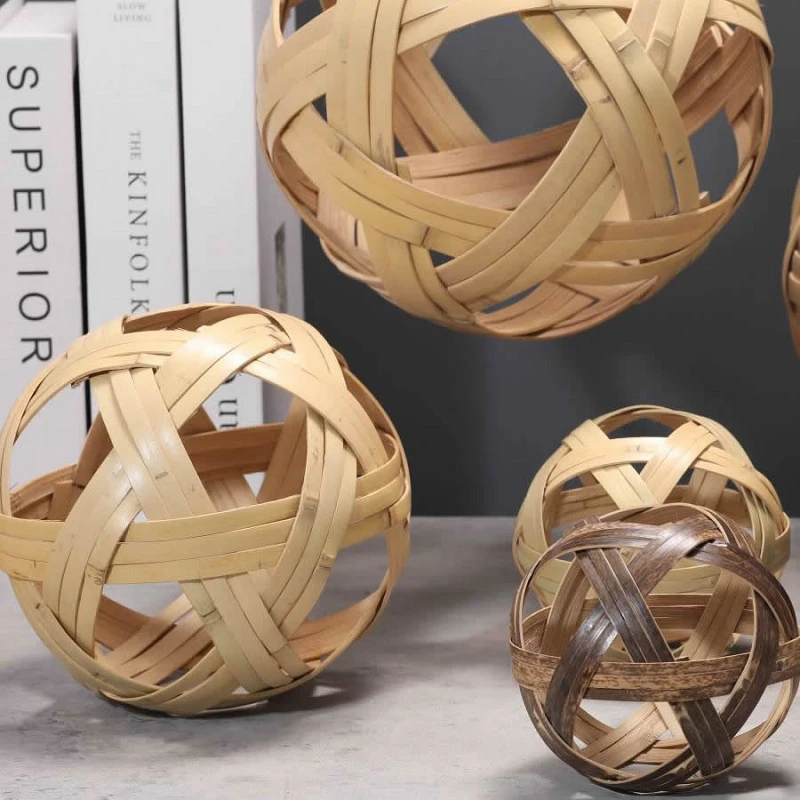 레트로 쿠주 볼 댄스 공연 소품 전통 중국 대나무 축구공 수제 대나무 직조 축구공 1개