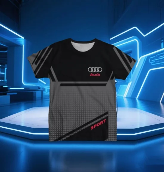 

Audi's New Summer 3D Printed Short Sleeved T-shirt for Outdoor Sports, Quick Drying, Breathable, Cool Polyester Thin T-shirt