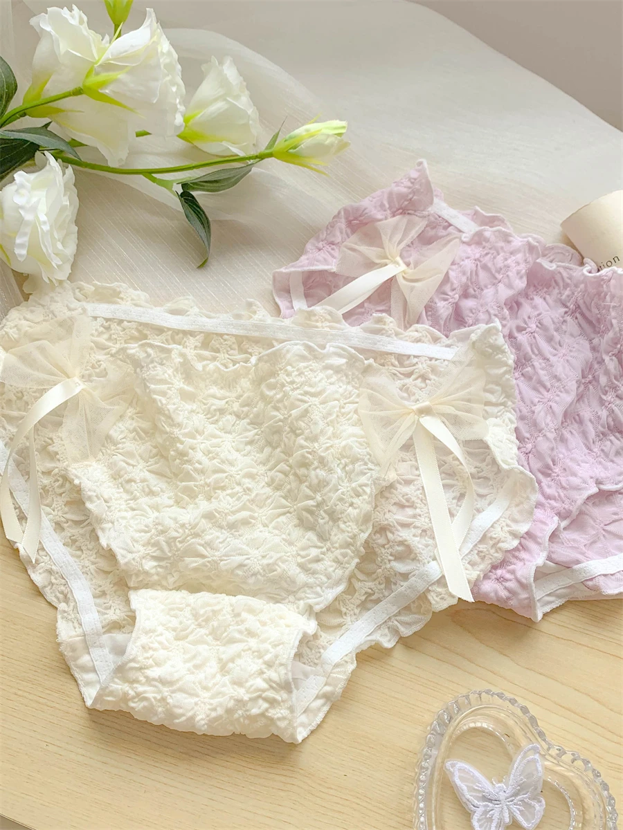 Japanese Girls Cute Lingerie For Women Sweet High Split,   Cotton Underwear Thin Summer Bandage Women Panties ropa Mujer Femme