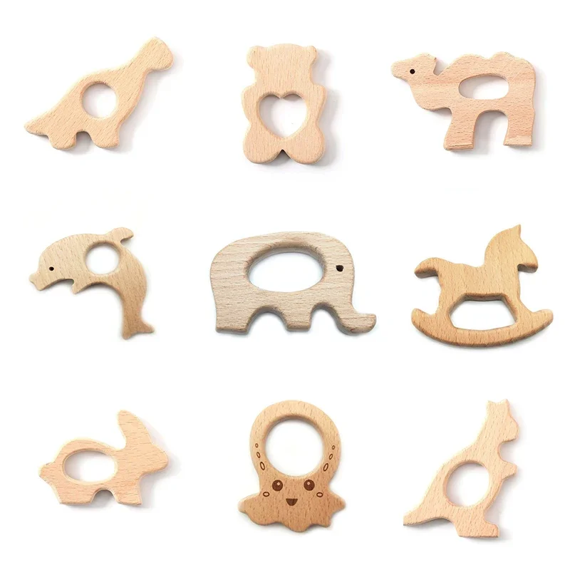 Cartoon Cute Simple Sea Wild Animal Dinosaur Octopus Kangaroo Camel Dolphin Hedgehog Whale Wooden Model Figure Toy Gift for Kids