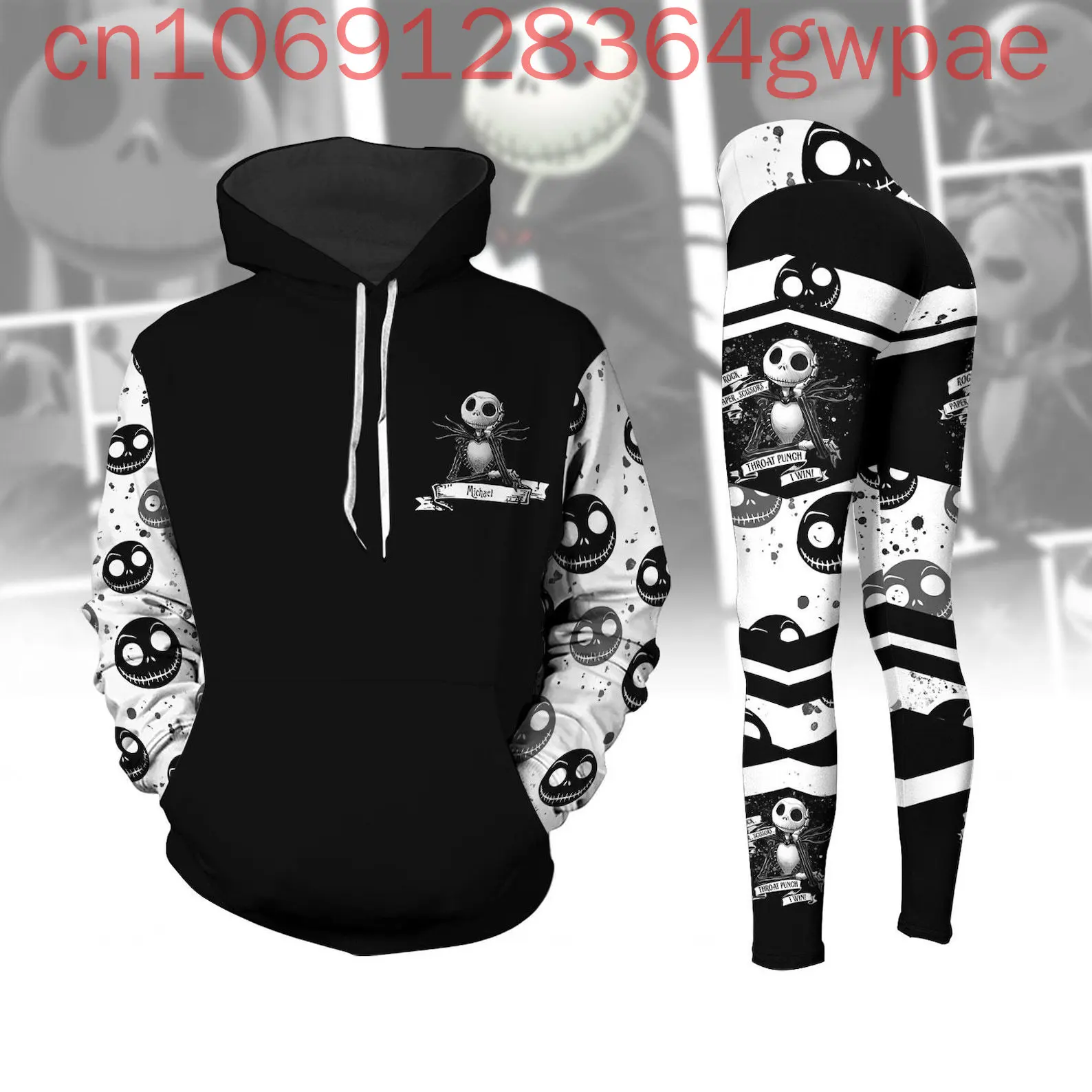 Jack Skellington женская толстовка с 3D принтом, леггинсы, комплект Disney Oogie Boogie, повседневные женские штаны для йоги, толстовка, модный спортивный костюм