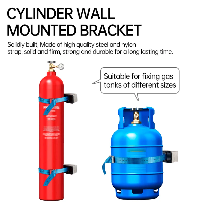 Gas Cylinder Bracket: Wall-mounted Bracket with Screws and Safety Strap for Propane Tanks, Suitable for Motorhomes and Yachts