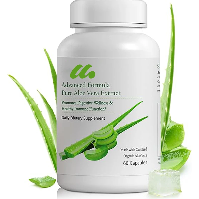 

Organic aloe vera capsules, intestinal health and digestive comfort, gastric acid buffer, natural immune supplements