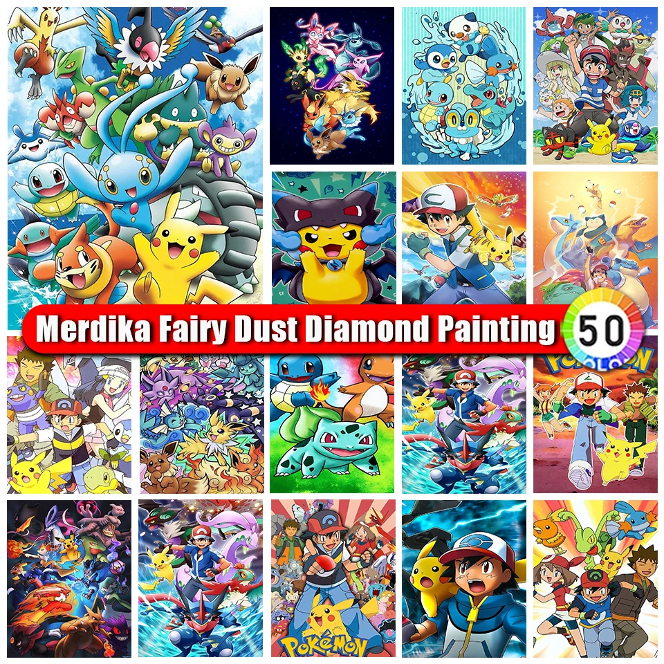 

Picture Size Zipper Bag Fairy Dust Diamond Painting Pokemon Pikachu Cross Stitch Kits Full Drill DIY Diamond Mosaic Embroidery