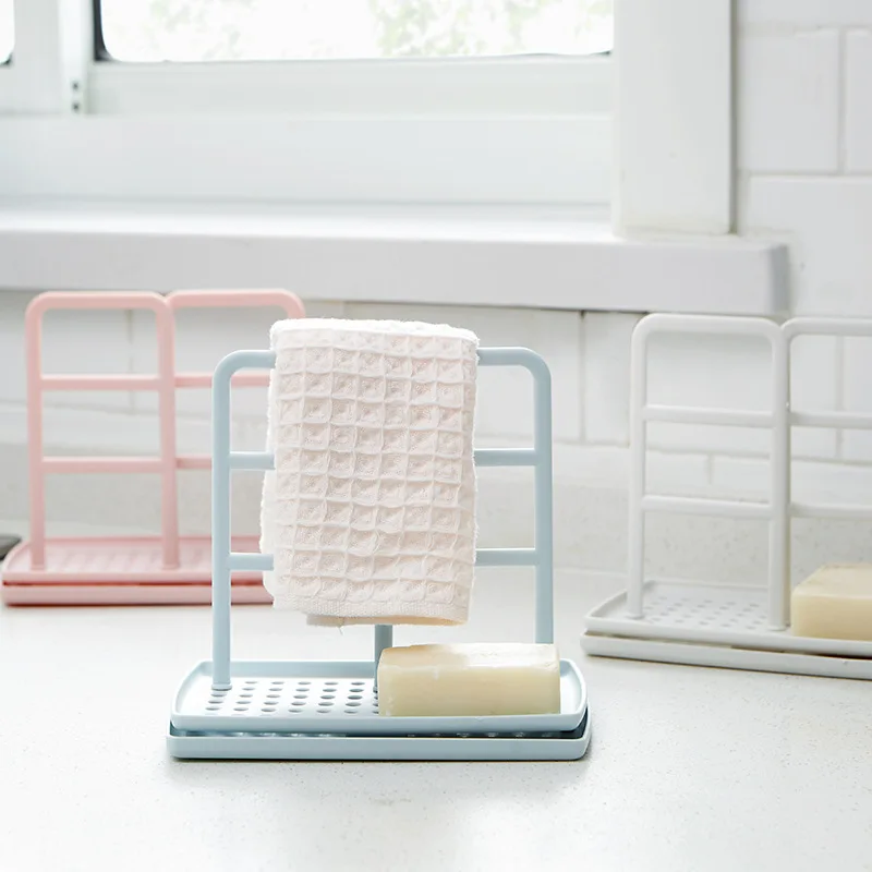 Kitchen Faucet Sink Sponge Rack Stand Plastic Sponge Towel Holder Scouring Pad Dishwash Kitchen Organizer Cloth Drain Basket