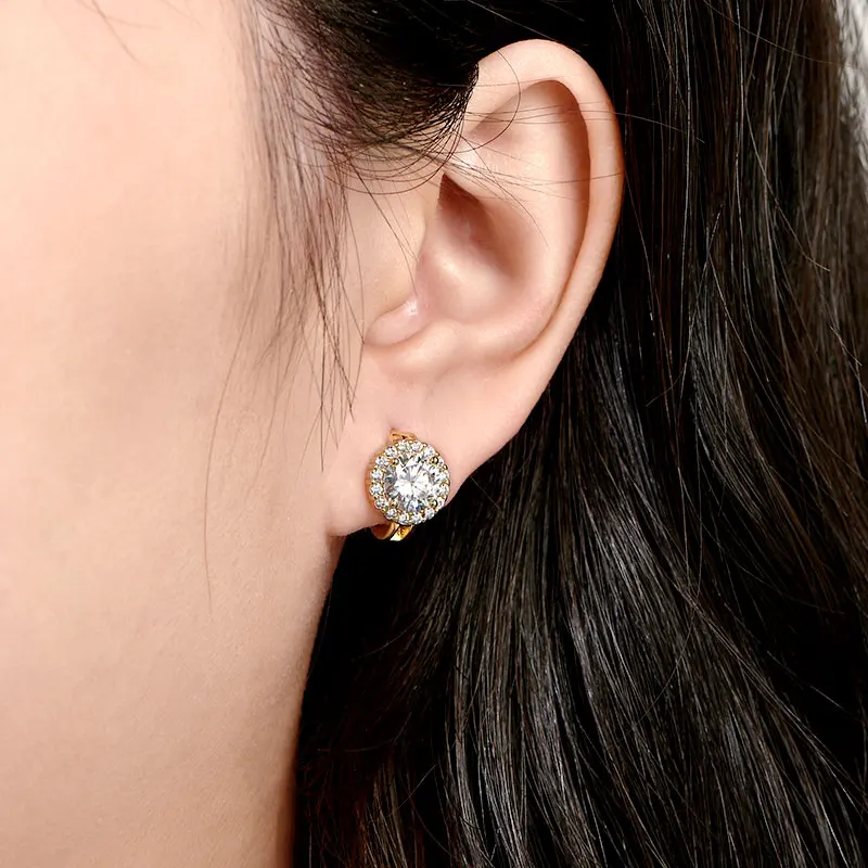 Lnngy Certified Moissanite Halo Earrings For Women 14K Gold Filled Lab Diamond Huggies Earring Sparkling Wedding Jewelry Gift - view 6