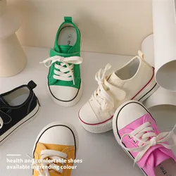 Zapatos de lona para niños y niñas, zapatillas bajas informales de Color caramelo, con gancho, antideslizantes, para caminar