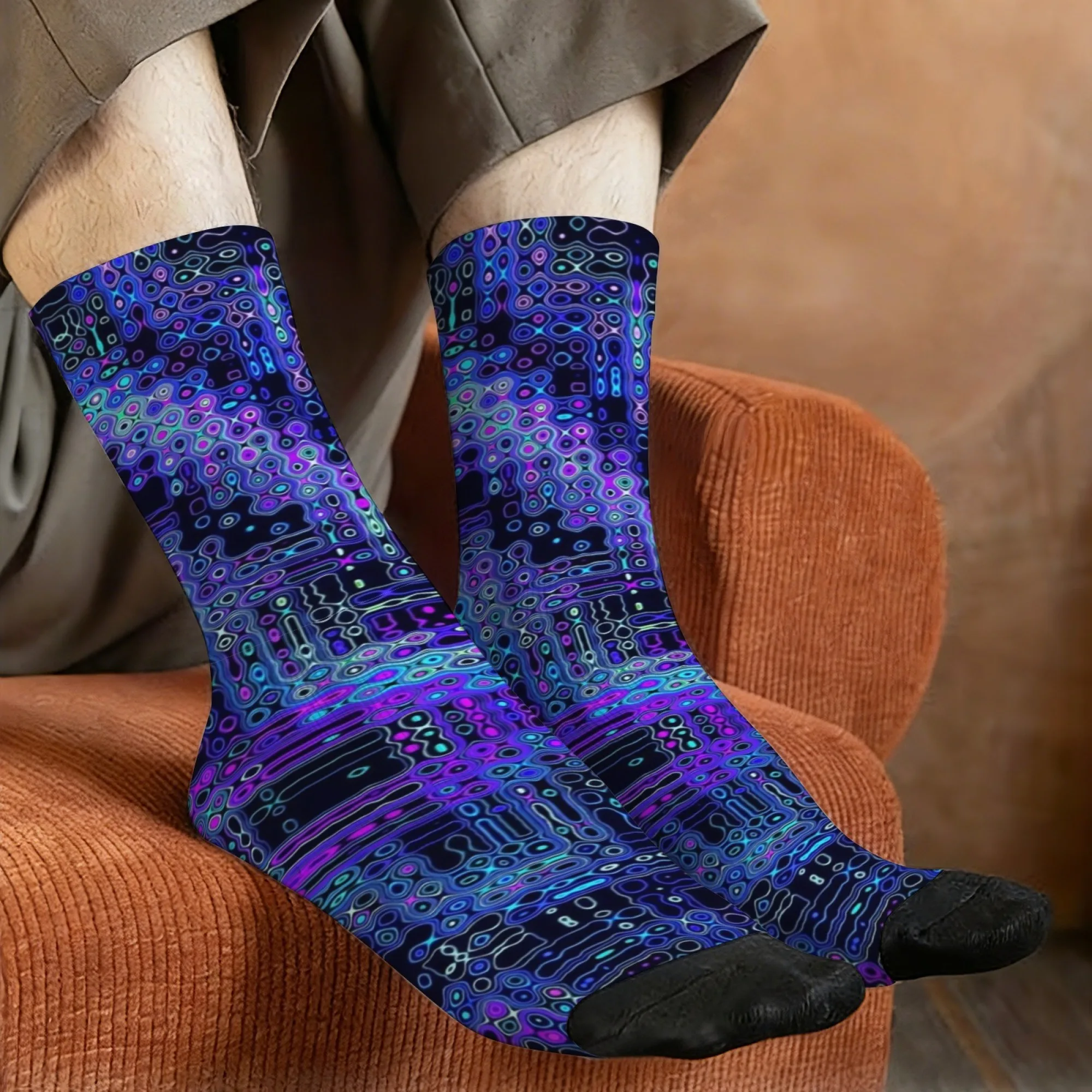 Circuit Psychedelic Socks Non-slip Elastic Breathable Men's Socks Leisure Hiking Punk Avant-garde Trendy Fashion Sports Socks