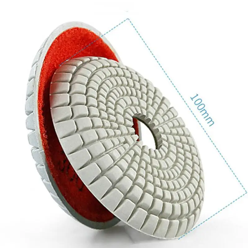 7-teiliges 4" 100mm Konvex-Polierpad-Set, Nass-Schleifscheiben in Schalenform für Granit, Stein, Beton, Marmor mit Gummiunterlage – Detail 2