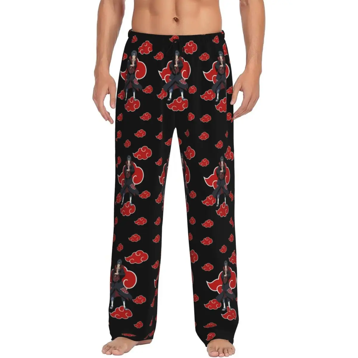 Pantalon de pyjama personnalisé Uchiha Sasuke pour hommes, n-narutoes, bas de vêtements de nuit avec cordon de serrage et poches