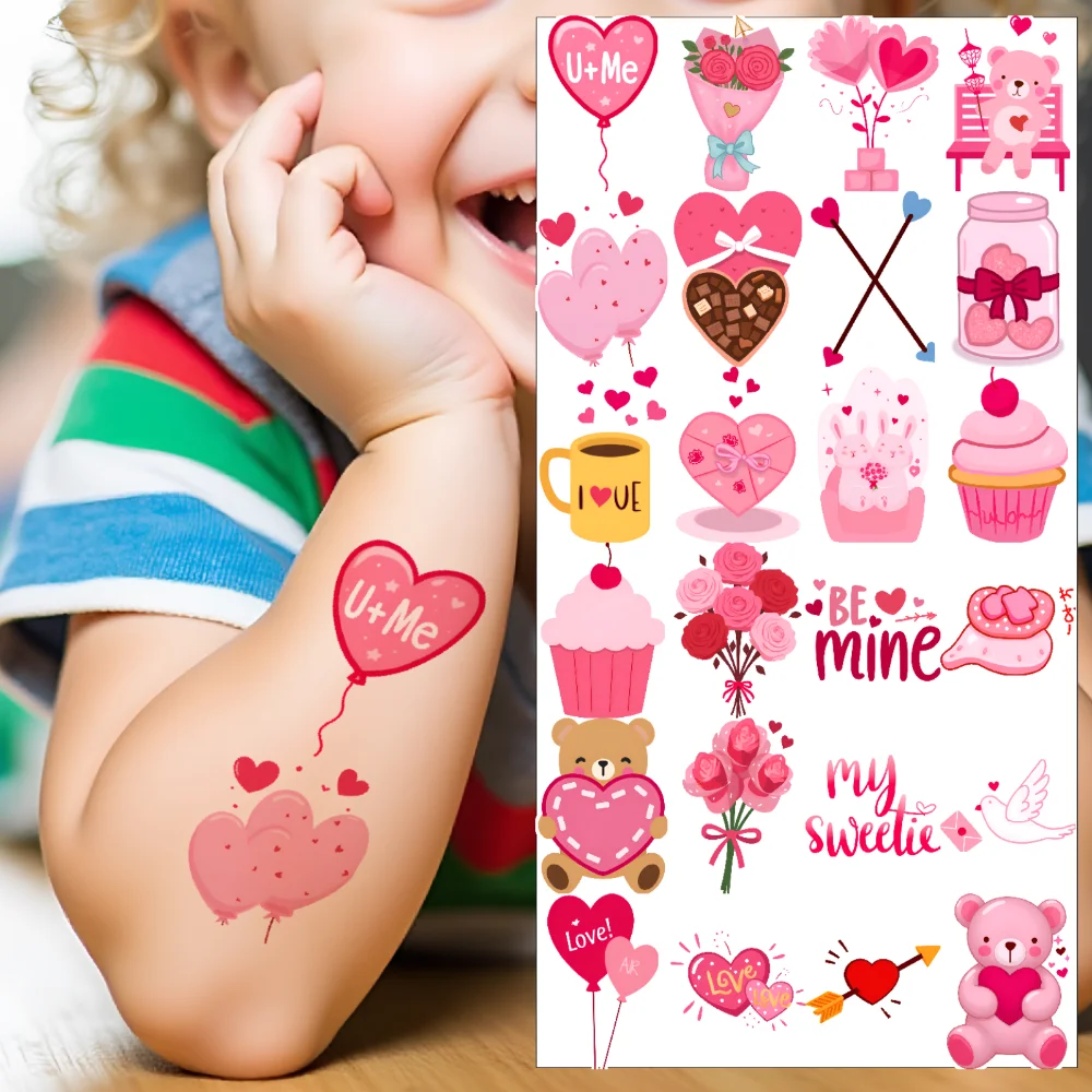 

63pcs Temporary Tattoo Cupid Stickers Temporary Tattoo Stickers Bear Stickers Cartoon For Girls Cheeks Boys