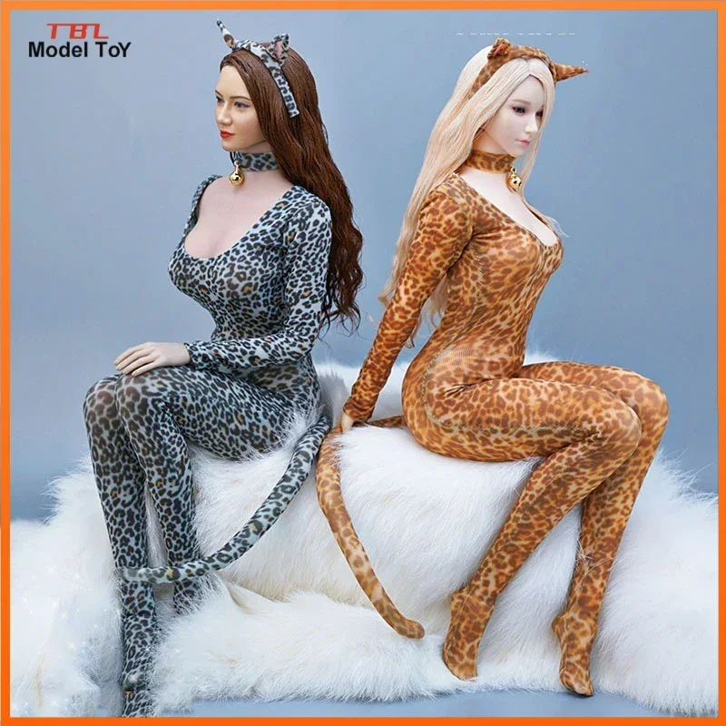 1/6 Scale Leopard Print Bodysuit Subdue Temptation Cat Girl One-piece Suit Model for 12in Phicen Tbleague Action Figure Toys