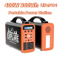 400W Portable LiFePO4 Power Station 220V 360Wh Solar Generator USB AC DC Emergency External Spare Battery For Outdoor Camping