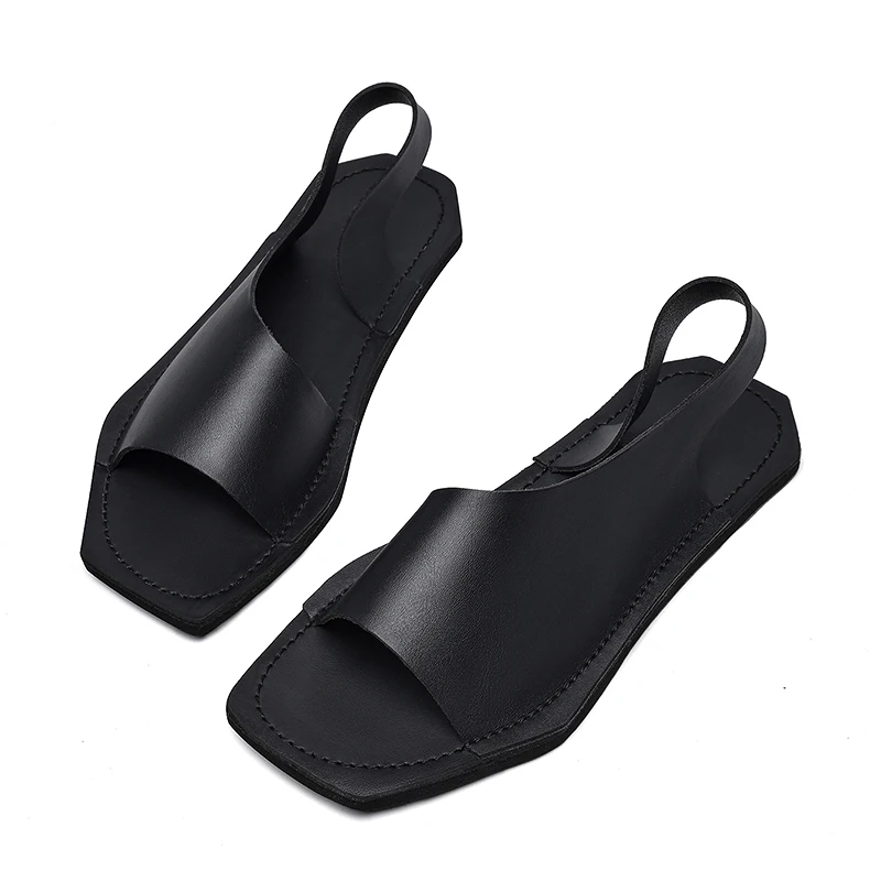Men's Designer Leather Sandals - Casual Summer Beach Slides, Anti-Slip_voghion.com