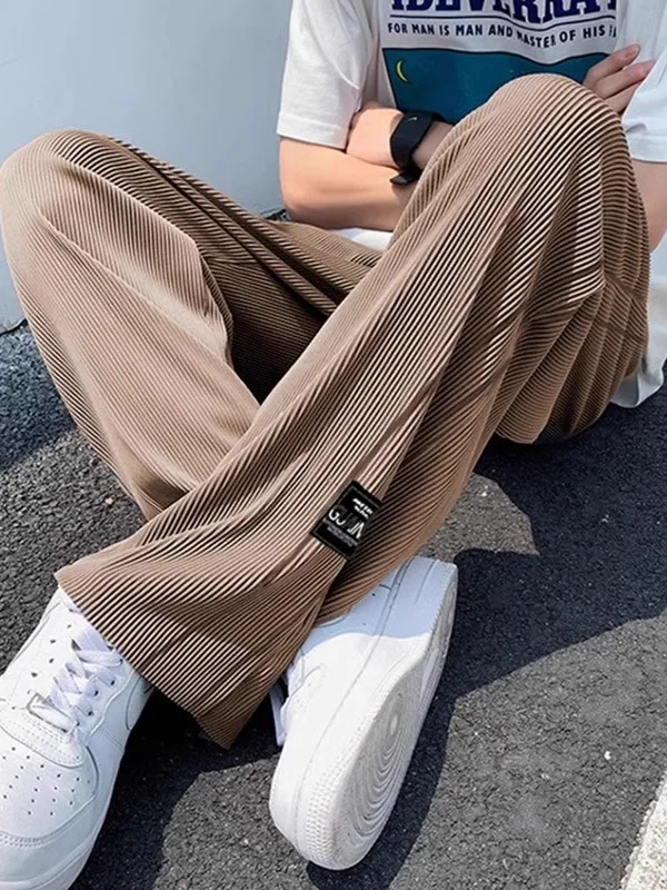 

Ice Silk Men's Loose Straight Leg Thin Casual Sports Pants Cool Feeling Lightweight Summer Faionable Straight Tube Trousers